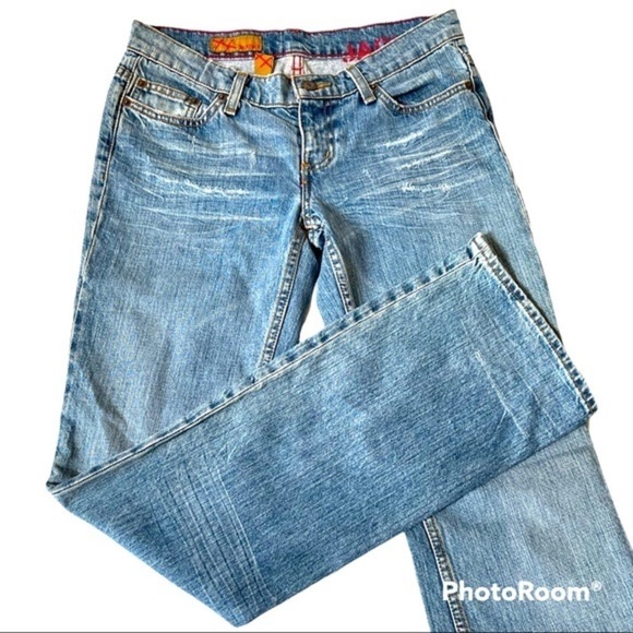 New Bartack Street Fashion Bootcut Light Wash Jack Jeans 27 - Picture 2 of 9